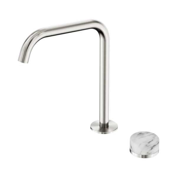 SERENITY PROGRESSIVE BATH/KITCHEN MIXER EDGE SPOUT WITH ARABESCATO CORCHIA HANDLE BRUSHED NICKEL (24E052BN) - Image 2