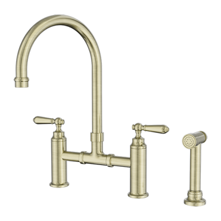 York Bridge Pull Out Kitchen Set With Hand Spray Aged Brass (NR692108aAB)